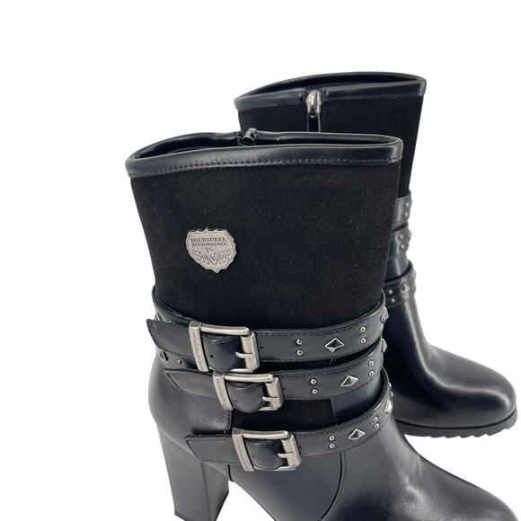 Milwaukee Performance MBL9433 leather motorcycle boots Triple Buckle Size 8 - Picture 7 of 7